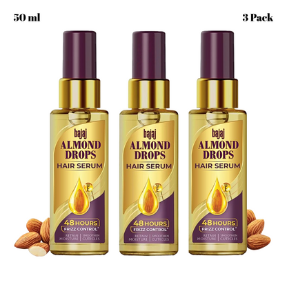 Bajaj Almond Oil And Vitamin E Hair Serum 50ml Pack Of 3