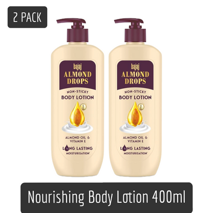 Bajaj Nourishing Body Lotion With Almond Oil And Vitamin E 400ml Pack Of 2