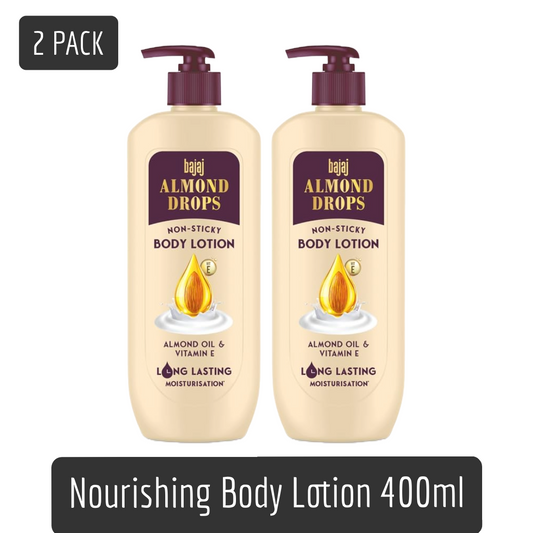 Bajaj Nourishing Body Lotion With Almond Oil And Vitamin E 400ml Pack Of 2