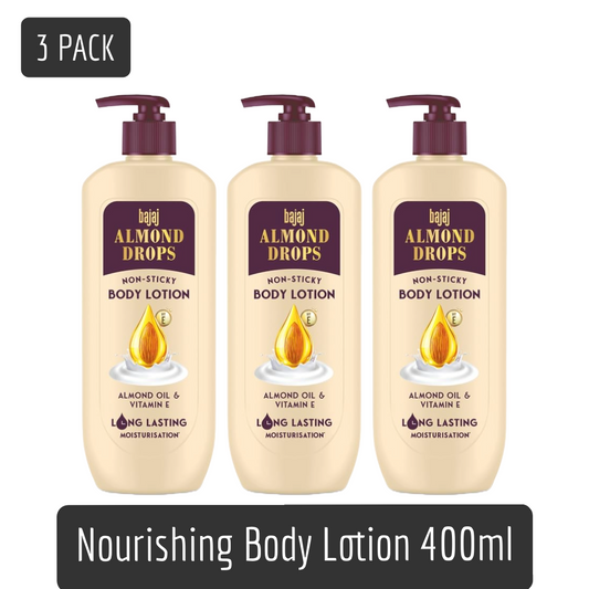 Bajaj Nourishing Body Lotion With Almond Oil And Vitamin E 400ml Pack Of 3