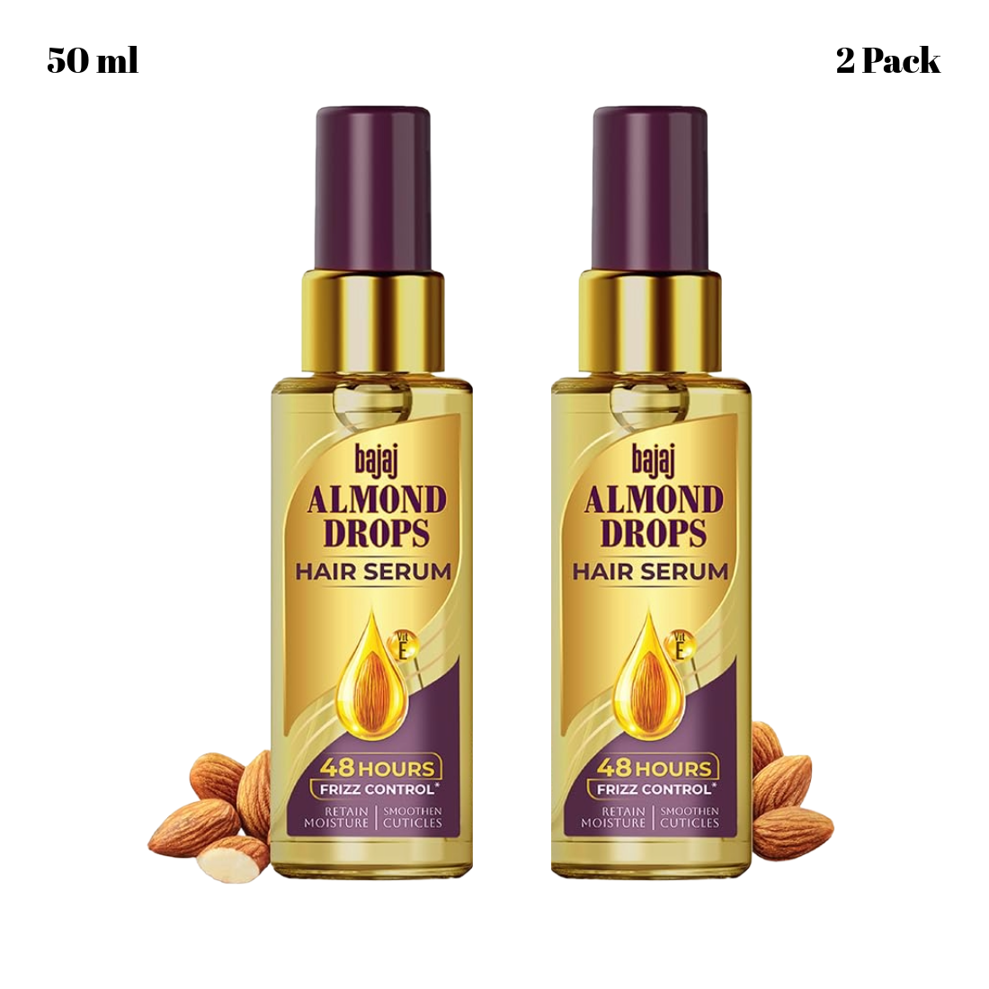 Bajaj Almond Oil And Vitamin E Hair Serum 50ml Pack Of 2