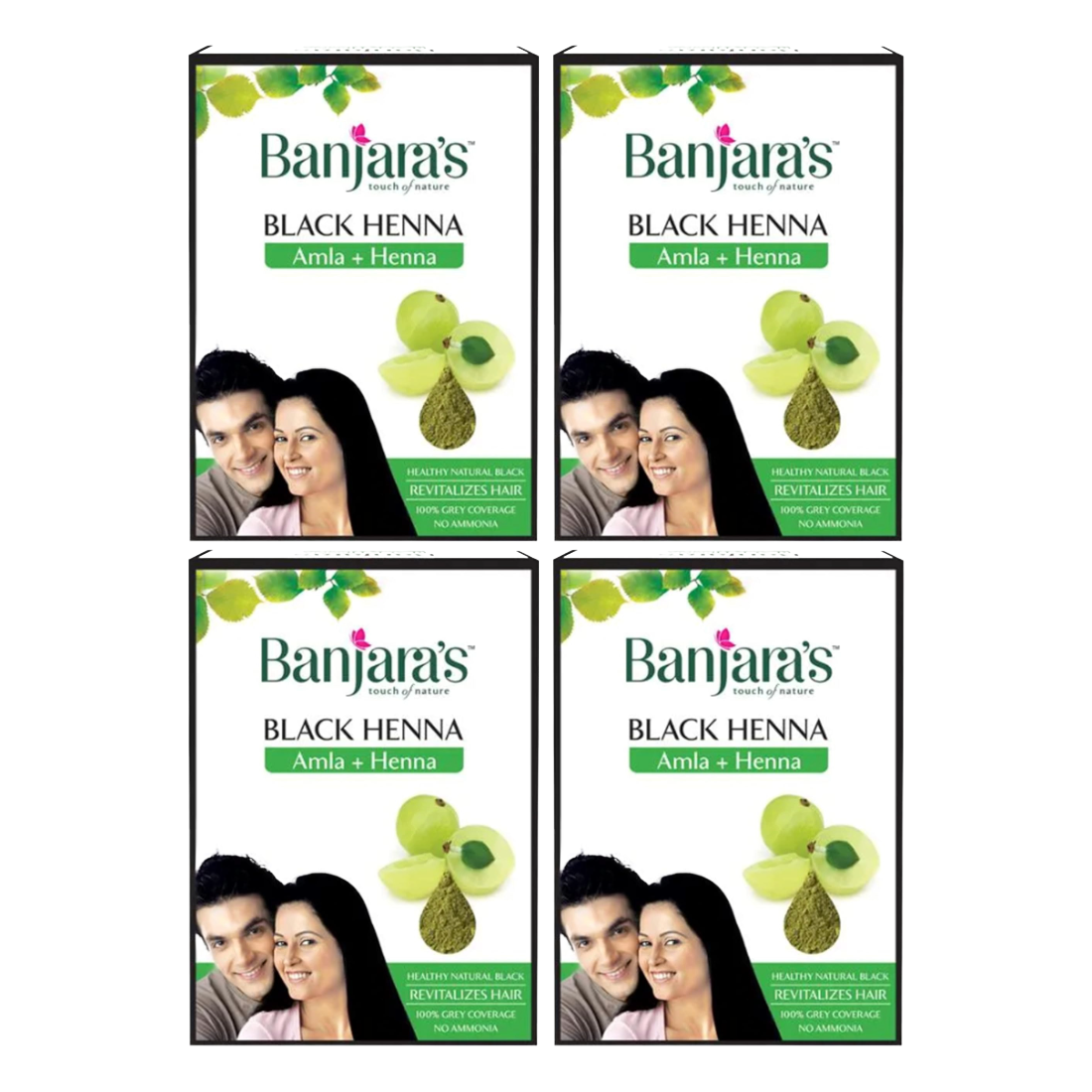 Banjaras Black Henna Amla + Henna 50gm Pack Of 4