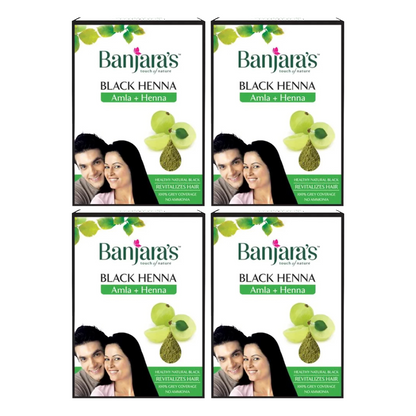 Banjaras Black Henna Amla + Henna 50gm Pack Of 4