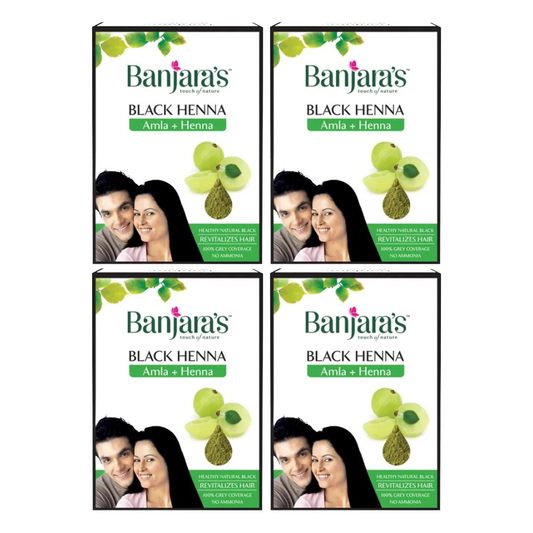 Banjaras Black Henna Amla + Henna 50gm Pack Of 4