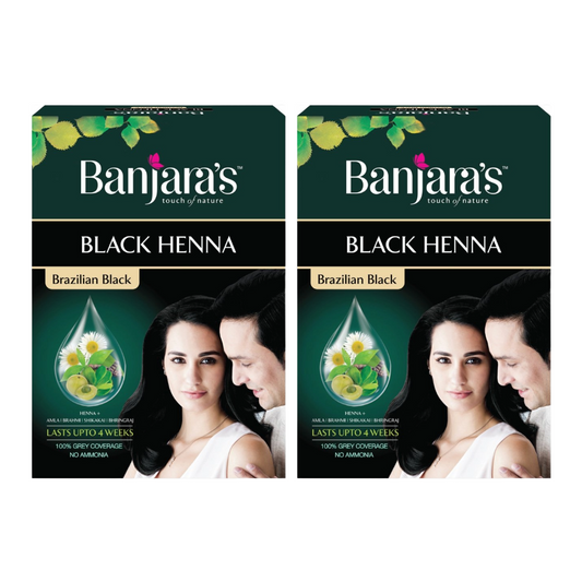 Banjaras Black Henna Brazilian Black Hair Color 54gm Pack Of 2