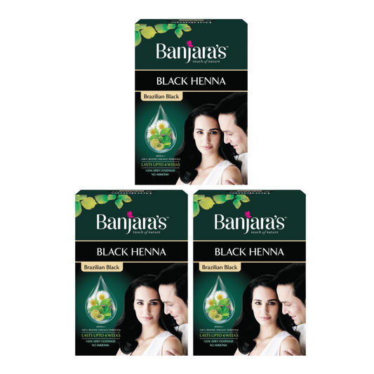 Banjaras Black Henna Brazilian Black Hair Color 54gm Pack Of 3