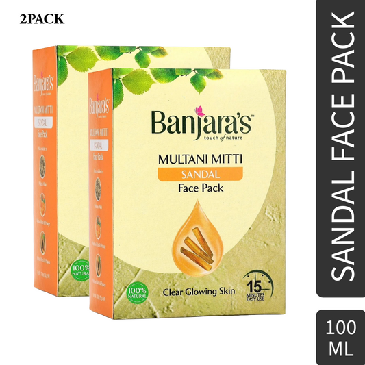 Banjaras Touch Of Nature Sandal Multani Mitti Face Pack 100gm Pack Of 2