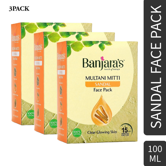 Banjaras Touch Of Nature Sandal Multani Mitti Face Pack 100gm Pack Of 3