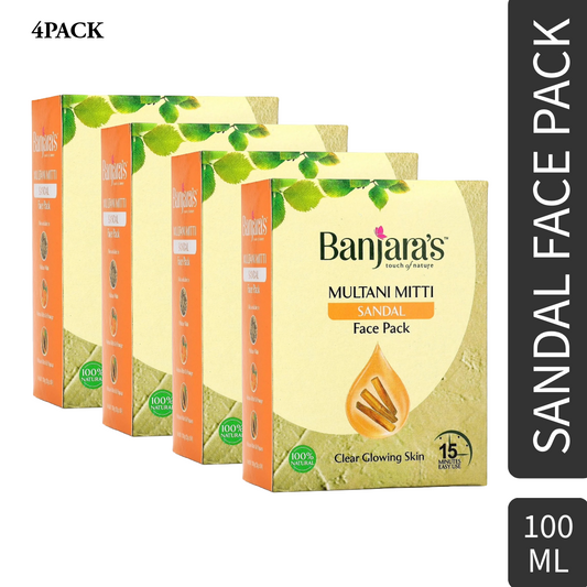 Banjaras Touch Of Nature Sandal Multani Mitti Face Pack 100gm Pack Of 4