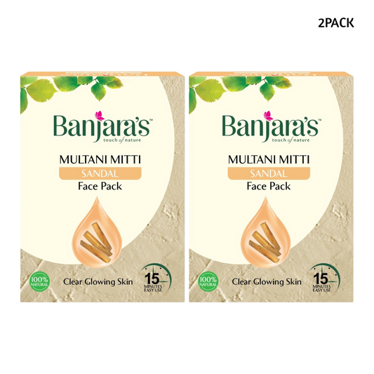 Banjaras Multani Mitti Sandal Clear Glowing Skin Face Pack 100gm Pack Of 2