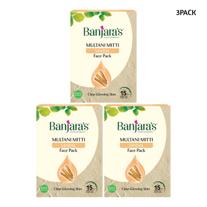 Banjaras Multani Mitti Sandal Clear Glowing Skin Face Pack 100gm Pack Of 3