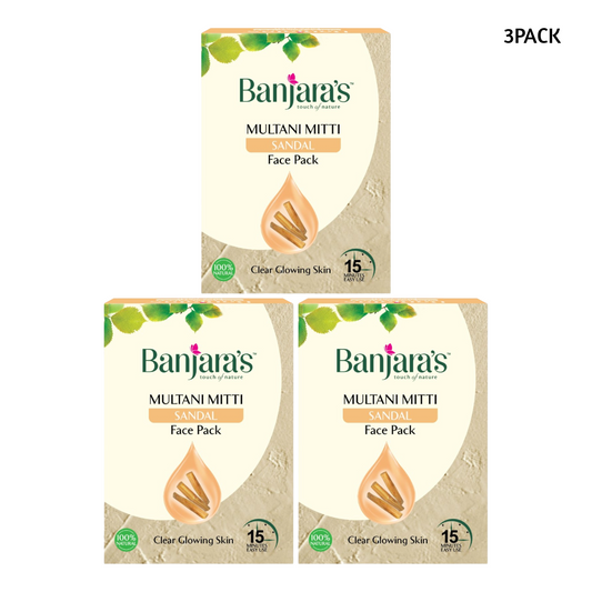 Banjaras Multani Mitti Sandal Clear Glowing Skin Face Pack 100gm Pack Of 3