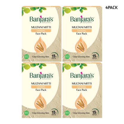 Banjaras Multani Mitti Sandal Clear Glowing Skin Face Pack 100gm Pack Of 4