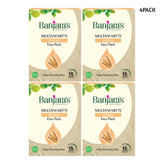 Banjaras Multani Mitti Sandal Clear Glowing Skin Face Pack 100gm Pack Of 4