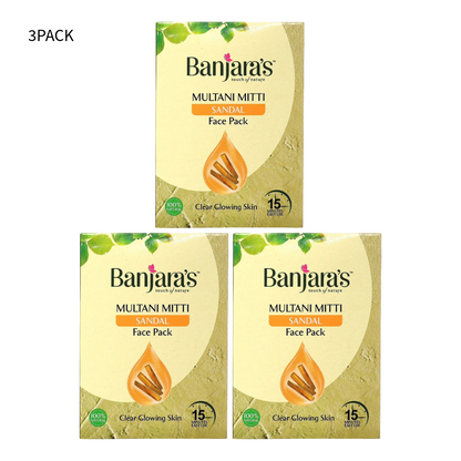 Banjaras Multani Mitti Sandal Face Pack 100gm Pack Of 3