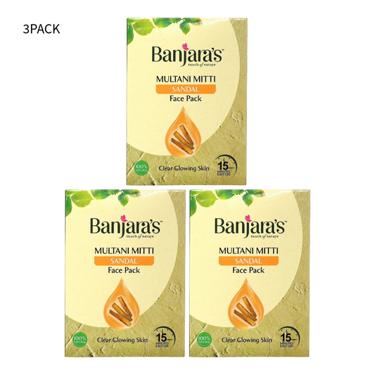 Banjaras Multani Mitti Sandal Face Pack 100gm Pack Of 3