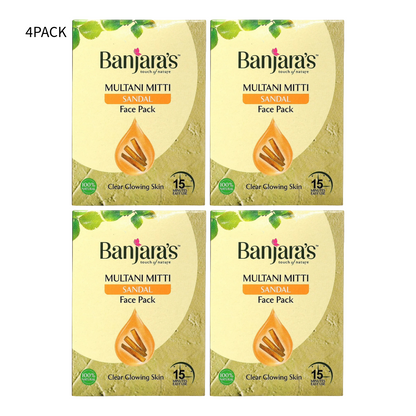 Banjaras Multani Mitti Sandal Face Pack 100gm Pack Of 4