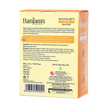 Banjaras Touch Of Nature Sandal Multani Mitti Face Pack 100gm Pack Of 2