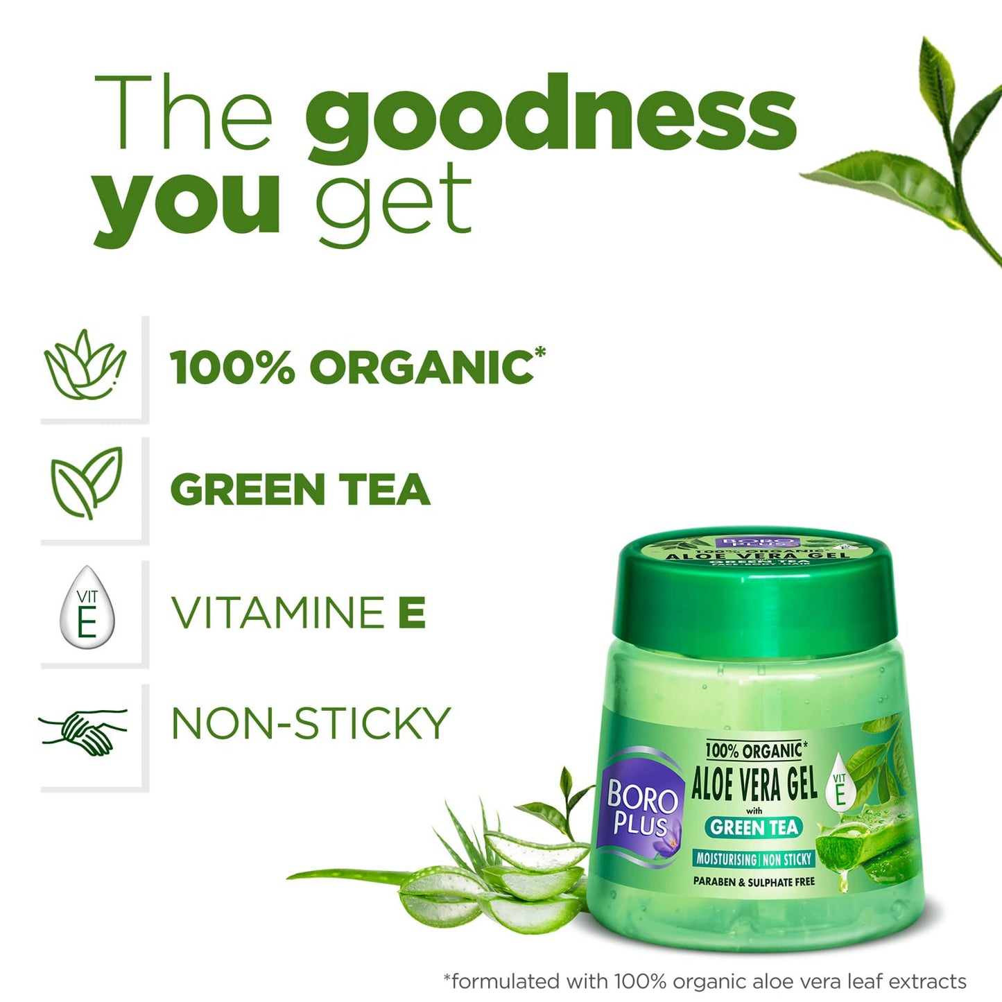 Boroplus Aloevera Gel With Green Tea For Skin And Hair 200ml
