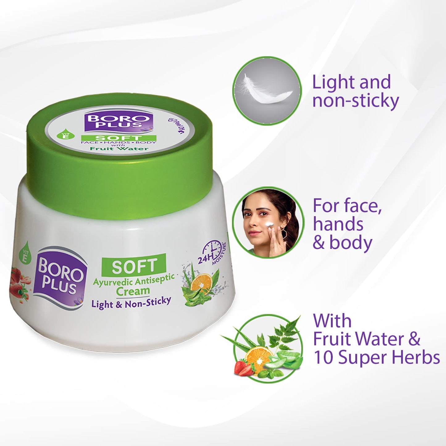 Boro Plus Soft Face Hand Body With Fruit Water Cream 200ml