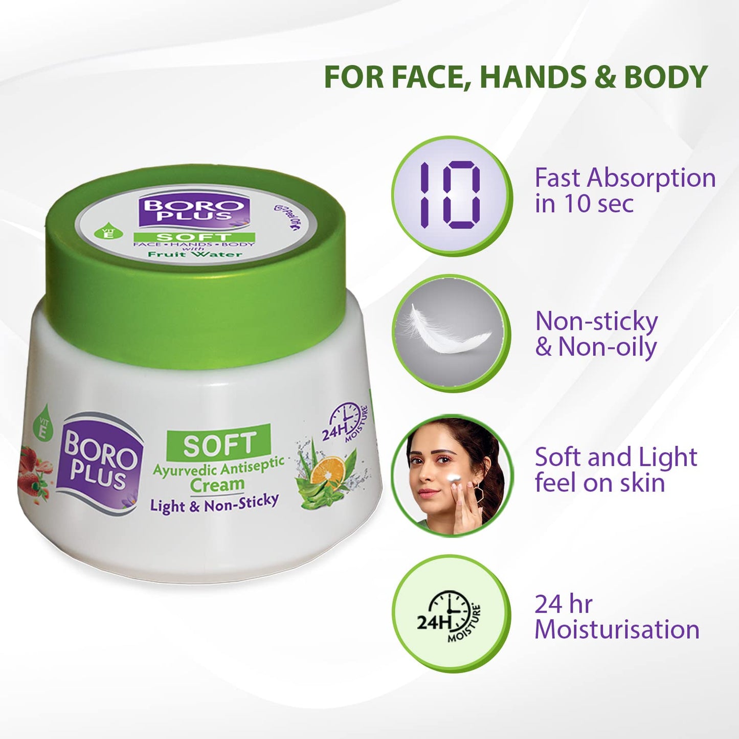 Boro Plus Soft Face Hand Body With Fruit Water Cream 200ml