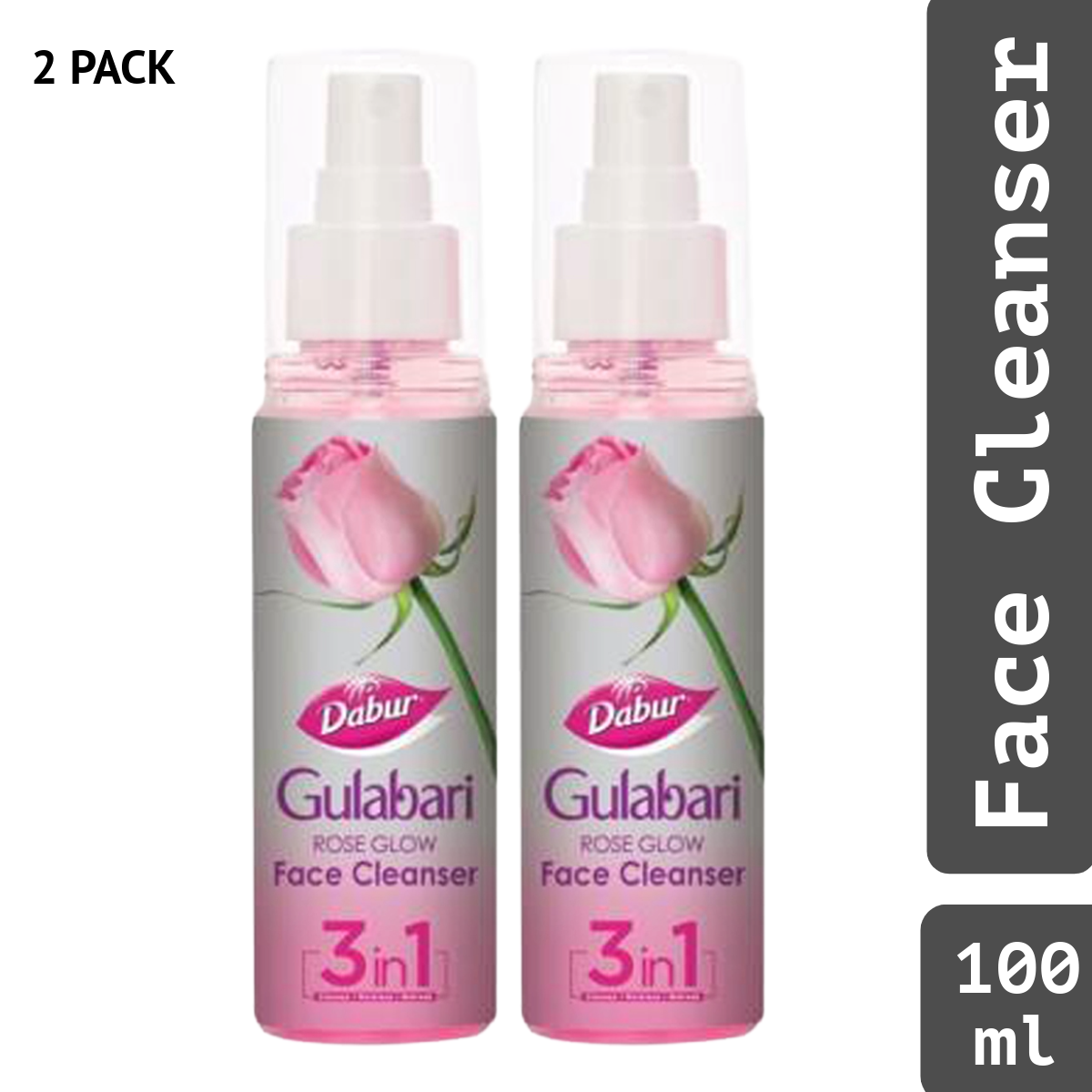Dabur Rose Glow Gulabari Face Cleanser 3 In 1 Cleanse Moisturise Refresh 100ml Pack Of 2