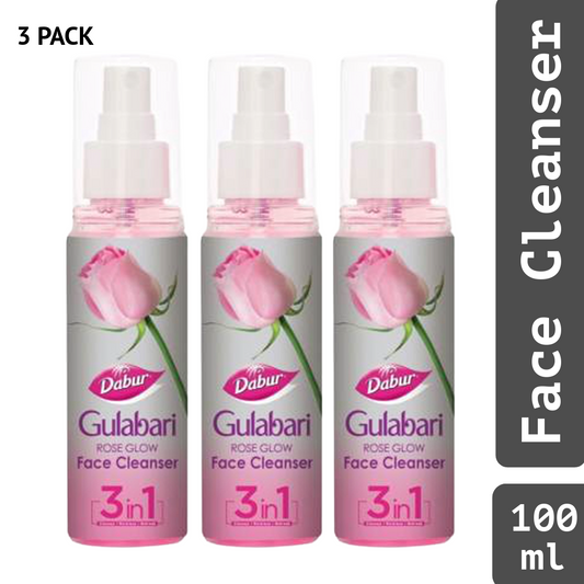 Dabur Rose Glow Gulabari Face Cleanser 3 In 1 Cleanse Moisturise Refresh 100ml Pack Of 3