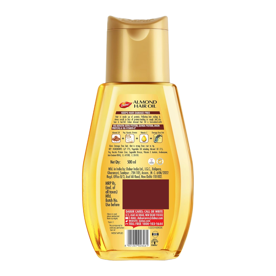 Dabur Almond Hair Oil Enriched With Soya Protein And 10X Vitamin-E 500ml