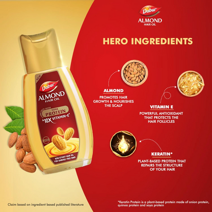 Dabur Almond Hair Oil Enriched With Soya Protein And 10X Vitamin-E 500ml