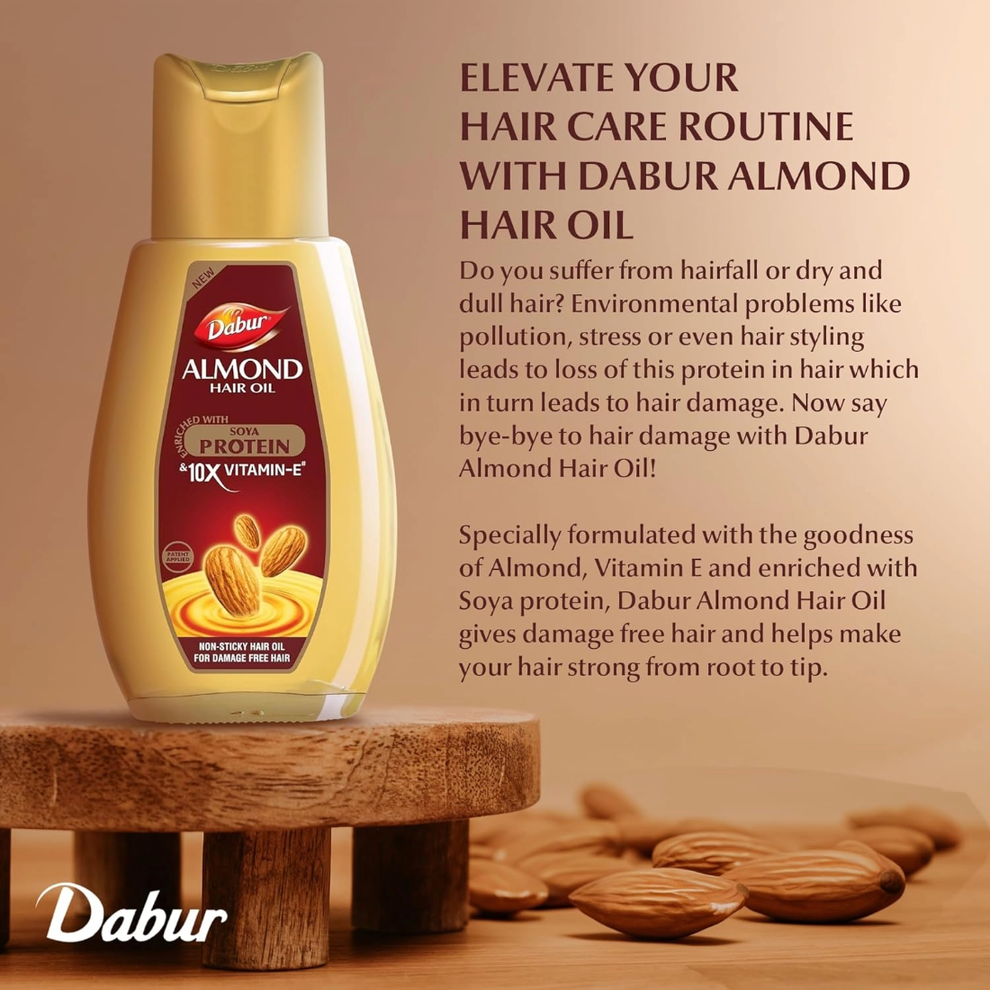 Dabur Almond Hair Oil Enriched With Soya Protein And 10X Vitamin-E 500ml