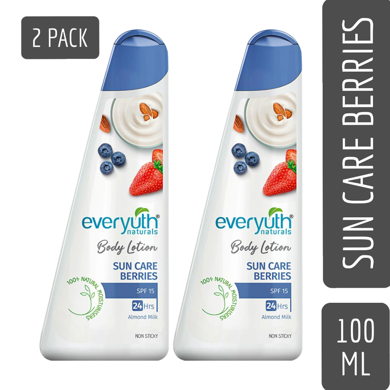 Everyuth Sun Care Berries Body Lotion SPF15 With Almond Milk 100ml Pack Of 2