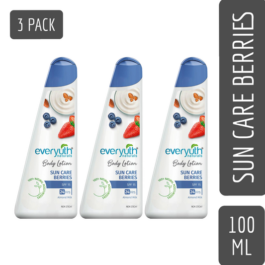 Everyuth Sun Care Berries Body Lotion SPF15 With Almond Milk 100ml Pack Of 3