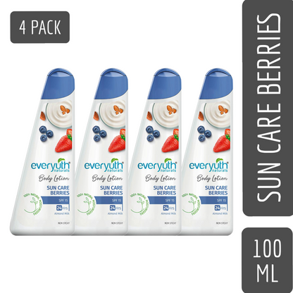 Everyuth Sun Care Berries Body Lotion SPF15 With Almond Milk 100ml Pack Of 4