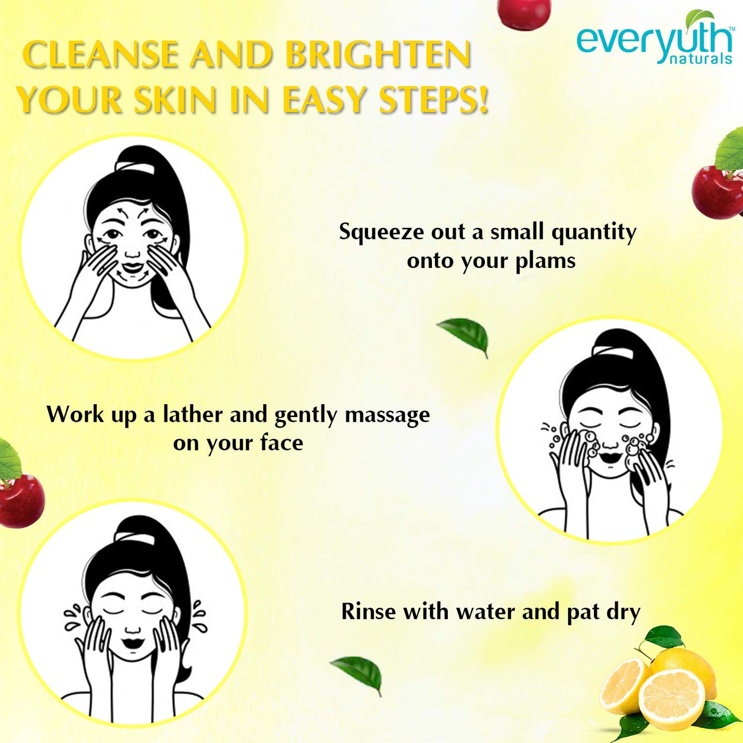 Everyuth Naturals Lemon And Cherry Face Wash All Skin Type - 150gm