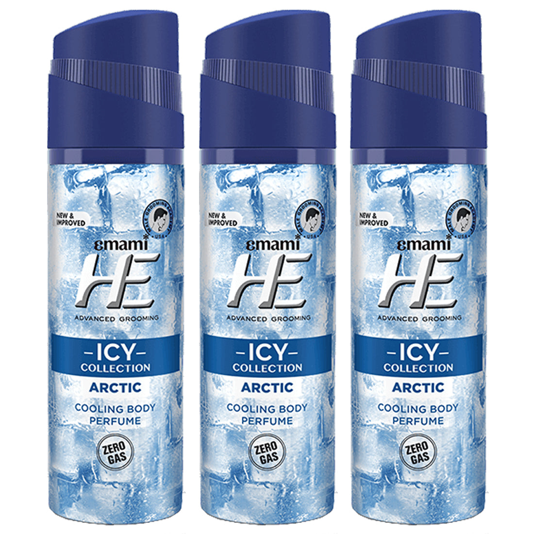 Emami HE ICY Collection Arctic Cooling Body Perfume 120ml Pack Of 3