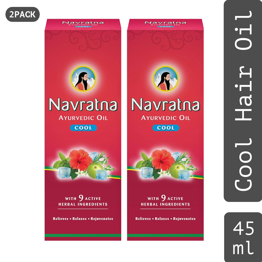 Navratna Cool Hair Oil With Herbal Ingredients 45ml Pack Of 2