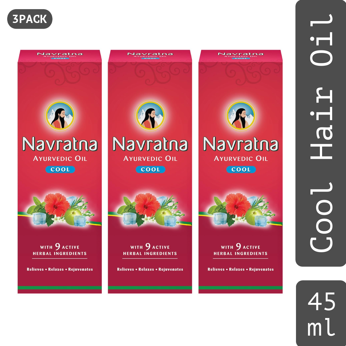 Navratna Cool Hair Oil With Herbal Ingredients 45ml Pack Of 3
