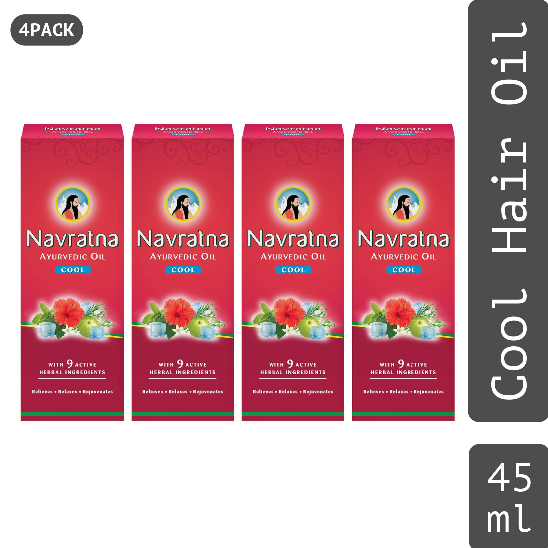 Navratna Cool Hair Oil With Herbal Ingredients 45ml Pack Of 4