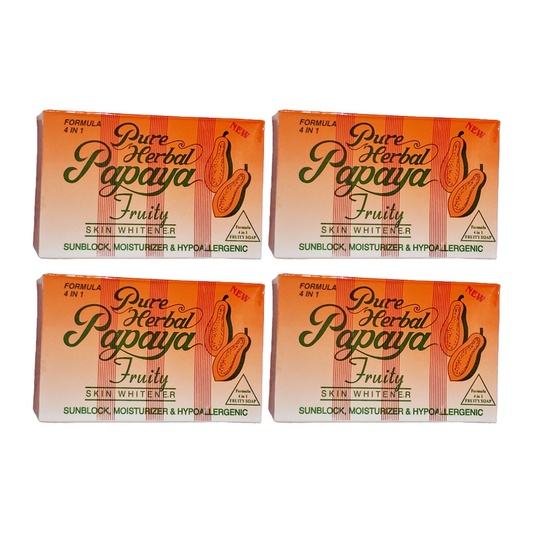 Pure Herbal Papaya Fruity Skin Whitener 4 In 1 Formula Soap 135gm Pack Of 4