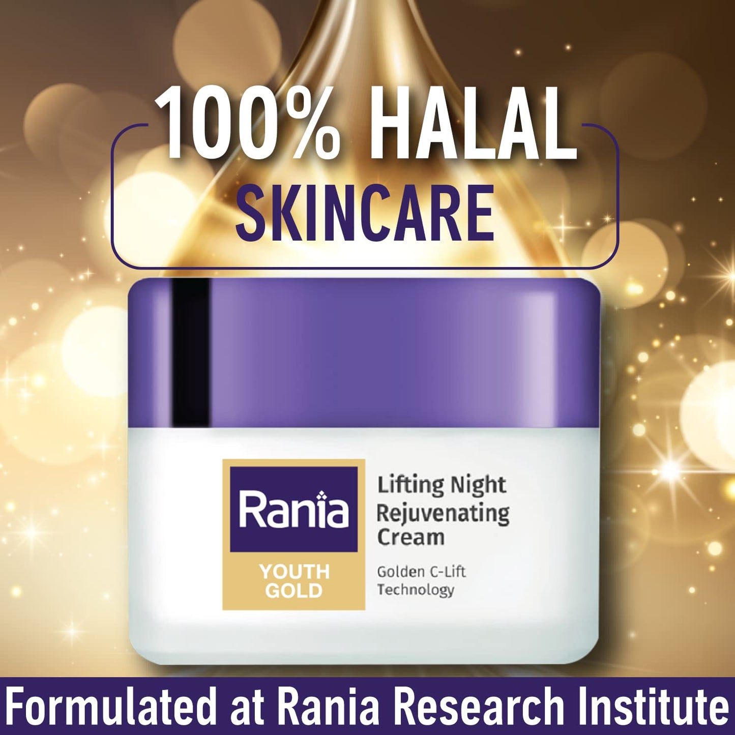 Rania 100% Halal Cream Gold Lifting Night Rejuvenating -45gm