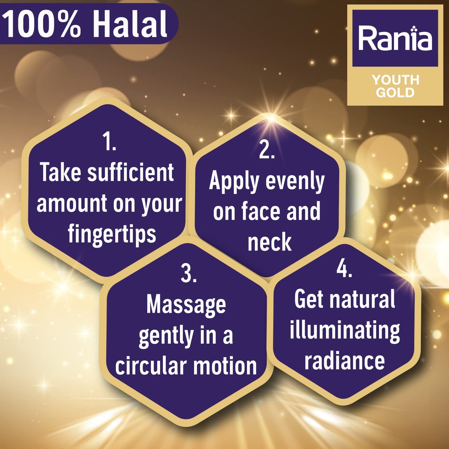 Rania 100% Halal Cream Gold Lifting Day Cream SPF25PA++IR -45gm