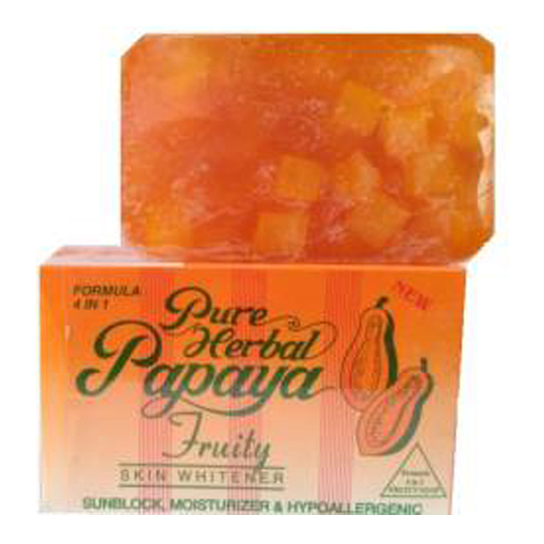 Pure Herbal Papaya Fruity Skin Whitener 4 In 1 Formula Soap 135gm
