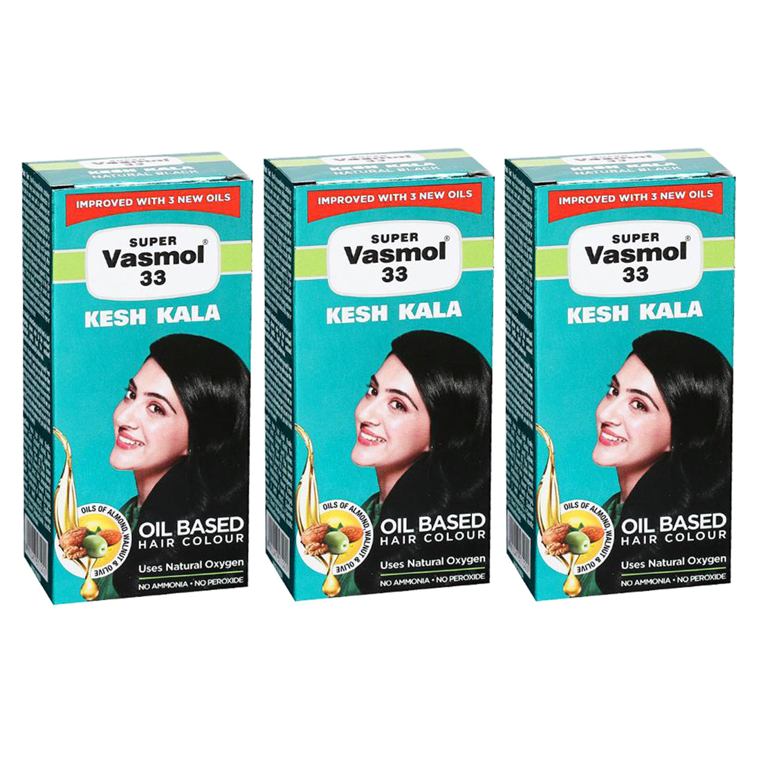 Super Vasmol Kesh Kala Oil Based Hair Color -50ml Pack Of 3